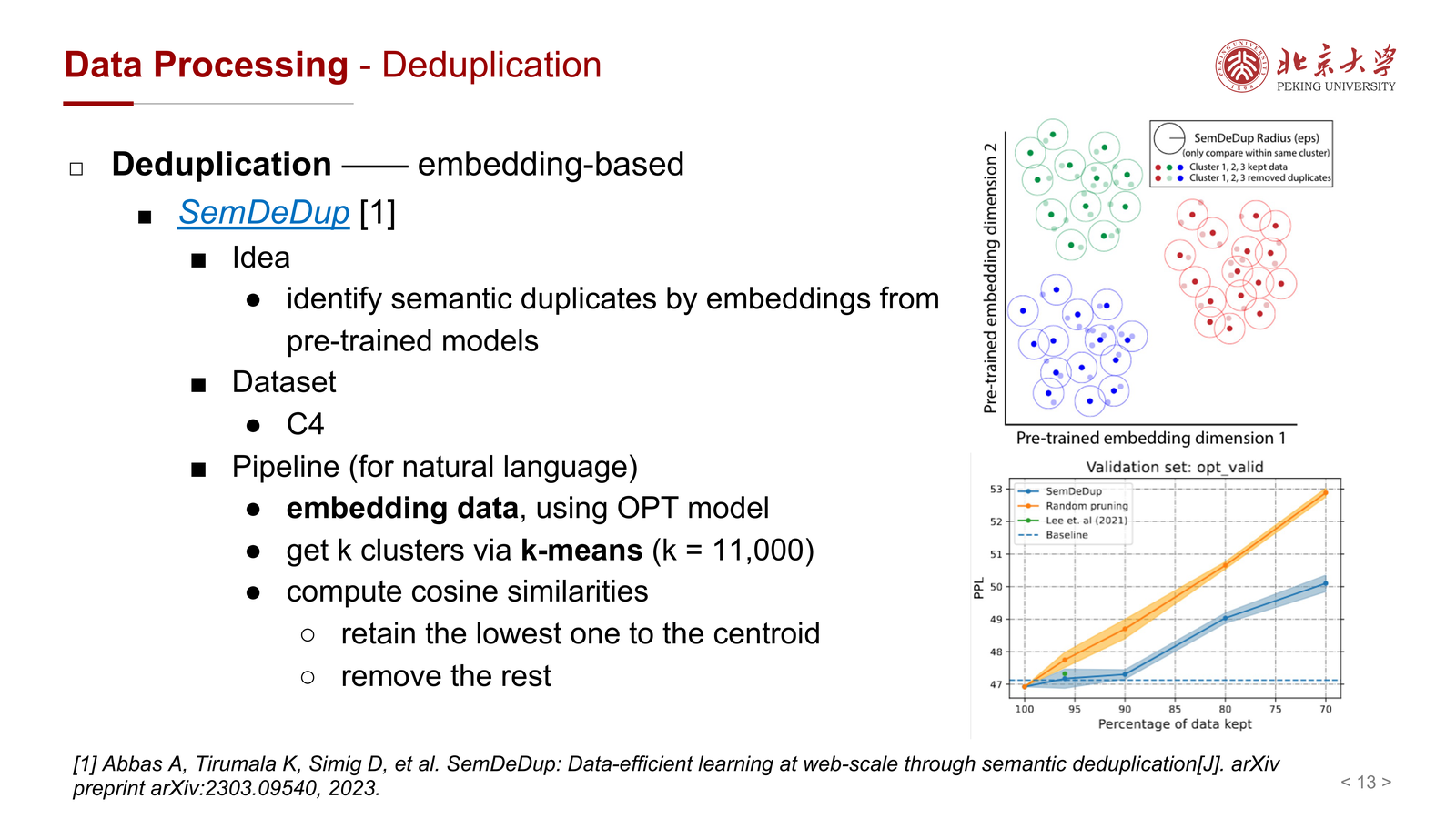 Embedding-based deduplication / SemDeDup